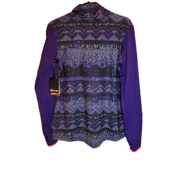 Nike Pro Dri Fit Hyperwarm Women's Purple and Black Turtleneck NWT XL - Picture 6 of 13